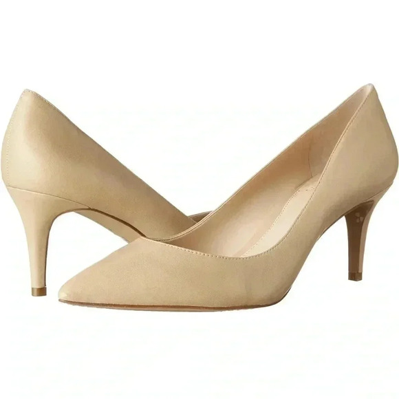 [US7.5/EU37.5]Vince Camuto Tanela Blush Pink Suede  Pointed Toe Pump 3”Heels - Picture 1 of 8
